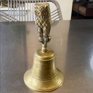 Solid Brass Owl Hand Bell Loud Sound Heavy Duty 7in Tall